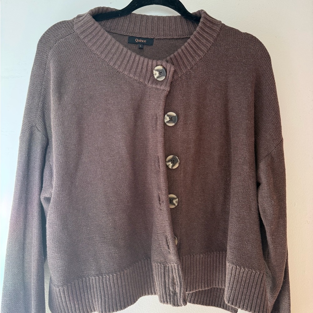 Quince Women's 100% Organic Cotton Cropped Cardigan